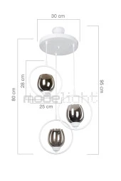 Modelight Karelya Üçlü Avize Beyaz - Füme Cam thumbnail 3