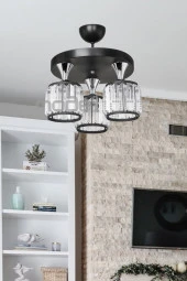 Modelight Haliç 3lü Plafonyer Avize Siyah / Krom thumbnail 1