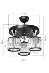 Modelight Haliç 3lü Plafonyer Avize Siyah / Krom thumbnail 4