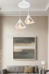 Modelight PRİZMA 2Lİ AVİZE BEYAZ SALON-OTURMA ODASI-ÇOCUK ODASI-YEMEK-YATAK ODASI--ANTRE-MUTFAK thumbnail 1