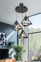 Modelight PRİZMA 3LÜ AVİZE SİYAH SALON-OTURMA ODASI-ÇOCUK ODASI-YEMEK-YATAK ODASI--ANTRE-MUTFAK thumbnail 1