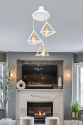 Modelight PRİZMA 3LÜ AVİZE  BEYAZ GOLD LALELİ SALON-OTURMA ODASI-ÇOCUK ODASI-YEMEK-YATAK ODASI--ANTRE-MUTFAK thumbnail 1