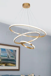 Modelight Rıng 3lü Ledli Avize Gold Salon-oturma Odası-çocuk Odası-yatak Odası-yemek Odası-antre-mutfak thumbnail 1