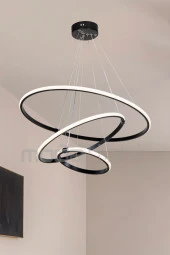 Modelight Rıng 3lü Ledli Avize Siyah Salon-oturma Odası-çocuk Odası-yatak Odası-yemek Odası-antre-mutfak thumbnail 1