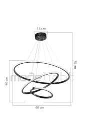 Modelight Rıng 3lü Ledli Avize Siyah Salon-oturma Odası-çocuk Odası-yatak Odası-yemek Odası-antre-mutfak thumbnail 4