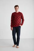 U.S Polo Assn 18713 Erkek Bordo Yuvarlak Yaka Pijama Takımı - 1