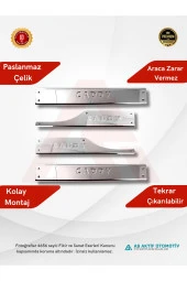 Volkswagen Caddy Mini Van İç Kapı Eşiği 4 Parça 2003 ve Üzeri Krom Paslanmaz Çelik - 2