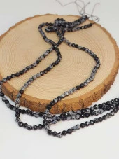 Kar Tanesi Obsidyen Taşı Dizi Faset Kesim 4-4.5mm aralığı thumbnail 3