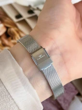 FERRO GoldSilver Hasır Kordonlu Renk Atmaz 30 Metre Suya Dayanıklı Özel Tasarım Kadın KolSaati 1618 thumbnail 4