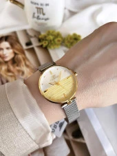 FERRO GoldSilver Hasır Kordonlu Renk Atmaz 30 Metre Suya Dayanıklı Özel Tasarım Kadın KolSaati 21224 thumbnail 2