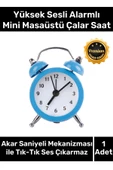 Yüksek Sesli Alarmlı Pilli Dekoratif Çift Çanlı Mini Masaüstü Analog Dekoratif Çalar Saat - 1