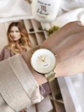 FERRO GoldSilver Hasır Kordonlu Renk Atmaz 30 Metre Suya Dayanıklı Özel Tasarım Kadın KolSaati 81707 - 2