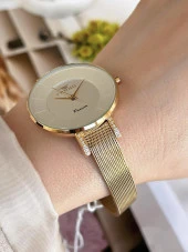 FERRO GoldSilver Hasır Kordonlu Renk Atmaz 30 Metre Suya Dayanıklı Özel Tasarım Kadın KolSaati 81707 - 3