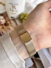 FERRO GoldSilver Hasır Kordonlu Renk Atmaz 30 Metre Suya Dayanıklı Özel Tasarım Kadın KolSaati 81707 - 4