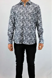 2489 Şal Desenli Slim Fit Gömlek - 3