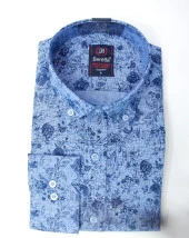 2580 Çiçek Desenli Slim Fit Gömlek - 1