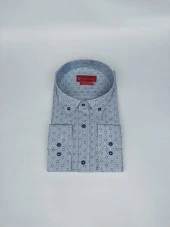 26232 Lacivert Desenli Slim Fit Gömlek - 1