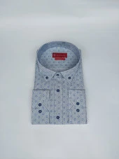 26232 Lacivert Desenli Slim Fit Gömlek - 2