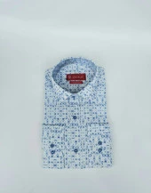 2425 Mavi Desenli Slim Fit Gömlek - 1