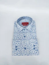 2425 Mavi Desenli Slim Fit Gömlek - 2