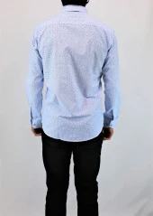 2411 Mavi Desenli Slim Fit Gömlek - 2