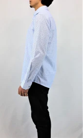 2411 Mavi Desenli Slim Fit Gömlek - 3