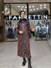 39437 Tarçın Desenli Deri Detaylı Kap - 3