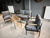 Serdemdizayn serdem(eco)-2-1-1 sehpalı bahçe balkon koltuk takımı grii thumbnail 2