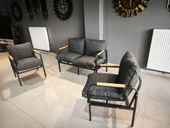 Serdemdizayn(eco) Serdem Sehpalı Bahçe Balkon Takımı 2+1+1--antrasit - 1