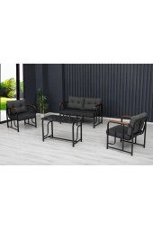 Serdemdizayn Serdem Sehpalı Bahçe Balkon Takımı 2+1+1 +sehpa-antrasit Kazayağı - 1