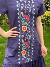 KADIN YAZLIK NAKIŞ İŞLEMELİ ELBİSE - 8012 - 4 thumbnail 8