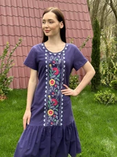 KADIN YAZLIK NAKIŞ İŞLEMELİ ELBİSE - 8012 - 4 thumbnail 5