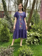 KADIN YAZLIK NAKIŞ İŞLEMELİ ELBİSE - 8012 - 4 thumbnail 2