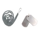 Single Sword Paslanmaz Çelik Asker Künyesi ve Zinciri - Pres Baskı kabartmalı yazı - 2