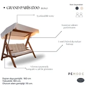 Aida Swings Grand Paris 1700 Iroko Salıncak, 2 Kişilik Salıncak, Bahçe Salıncağı, Balkon Salıncağı, Ahşap Salıncak - 3