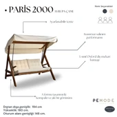 Aida Swings Paris Ahşap Salıncak, 3 Kişilik Salıncak, Bahçe Salıncağı, Balkon Salıncağı, Teras Salıncağı, - 7