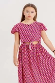 Kız Çocuk Desenli Göbeği Açık Pembe Elbise - 2