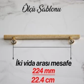 Doruk Kulp Mutfak Mobilya Dolabı Çekmece Dolap Kulpları Kapak Kulbu Kulpu Gold Altın 224 mm Metal thumbnail 8