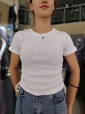 3406 Sıfır Yaka Yanları Büzgülü Body - 6