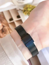 FERRO Siyah Hasır Kordonlu Renk Atmaz 30 Metre Suya Dayanıklı Özel Tasarım Kadın KolSaati 21153-R thumbnail 4