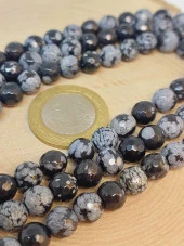 Kar Tanesi Obsidyen Taşı Faset Kesim Dizi 7.5mm (49252) thumbnail 2