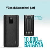ttec PowerSlim Trio LCD 10.000mAh PD 22,5W Dahili Kablolu Taşınabilir Şarj Aleti / Powerbank - 2