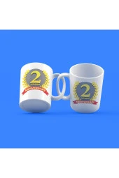 Evlilik Yıldönümü 2.yıl Tasarım Çay Kahve Kupası - 1
