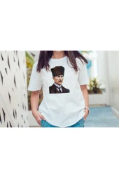 Atatürk Baskılı Beyaz Unısex T-shırt - 1