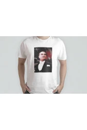 Atatürk Baskılı Beyaz Unısex T-shırt - 2