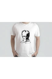 Atatürk Baskılı Beyaz Unısex T-shırt - 2
