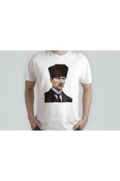 Atatürk Baskılı Beyaz Unısex T-shırt - 2