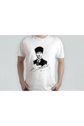 Atatürk Baskılı Beyaz Unısex T-shırt - 2