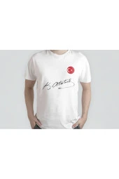 Atatürk Baskılı Beyaz Unısex T-shırt - 2