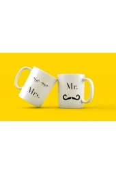 Mr Mrs2 Çift Kupa Bardak Porselen Çay Kahve Kupası - 2